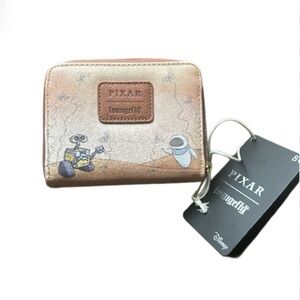 Loungefly Pixar Wallet with Wall-E and Eve in Tan and White
